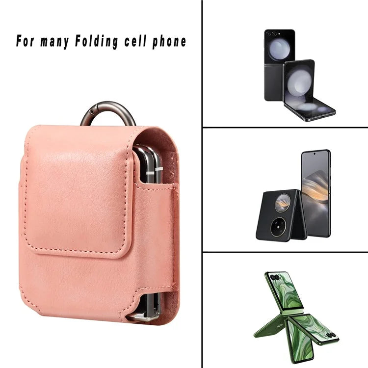 Universal Folding Phone Waist Bag Belt Holster Microfiber Leather Pouch with Ring Buckle