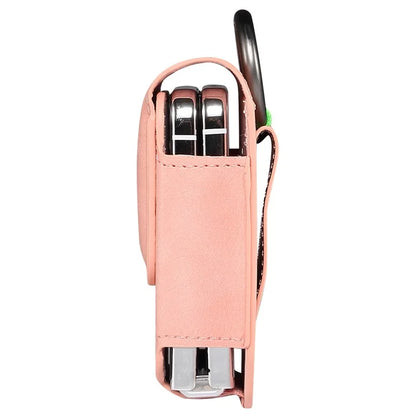 Universal Folding Phone Waist Bag Belt Holster Microfiber Leather Pouch with Ring Buckle