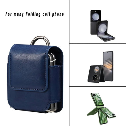 Universal Folding Phone Waist Bag Belt Holster Microfiber Leather Pouch with Ring Buckle