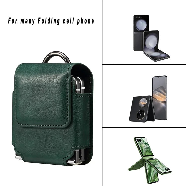 Universal Folding Phone Waist Bag Belt Holster Microfiber Leather Pouch with Ring Buckle