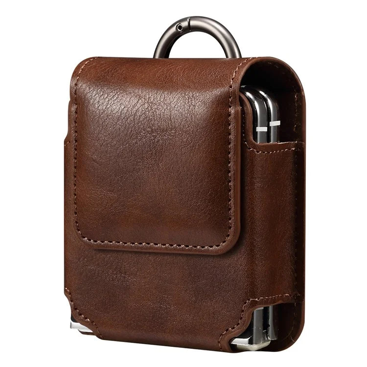 Universal Folding Phone Waist Bag Belt Holster Microfiber Leather Pouch with Ring Buckle