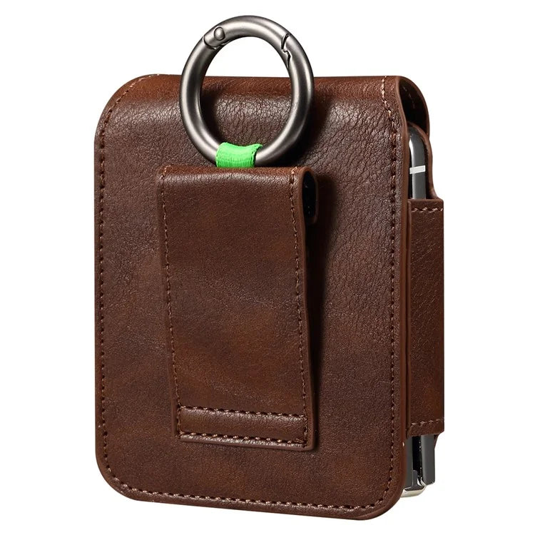 Universal Folding Phone Waist Bag Belt Holster Microfiber Leather Pouch with Ring Buckle