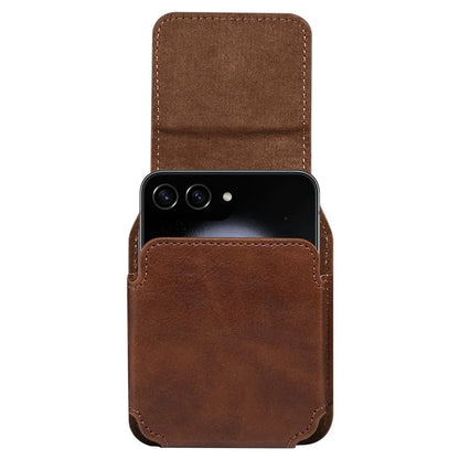 Universal Folding Phone Waist Bag Belt Holster Microfiber Leather Pouch with Ring Buckle