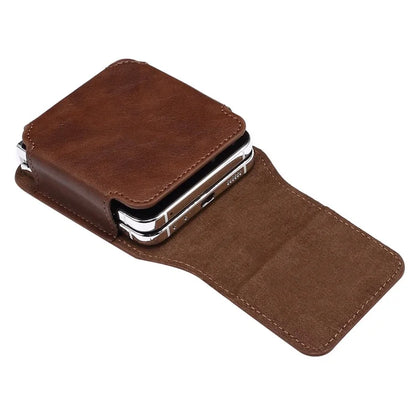 Universal Folding Phone Waist Bag Belt Holster Microfiber Leather Pouch with Ring Buckle