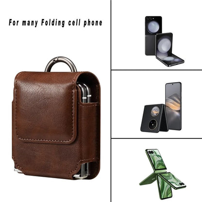 Universal Folding Phone Waist Bag Belt Holster Microfiber Leather Pouch with Ring Buckle