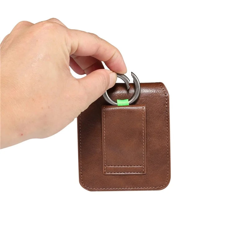Universal Folding Phone Waist Bag Belt Holster Microfiber Leather Pouch with Ring Buckle