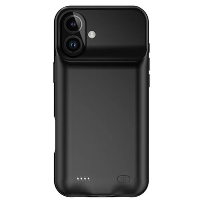 A19 For iPhone 16 7000mAh Rechargeable Extended Battery Back Cover Soft TPU Edge ABS Charging Case