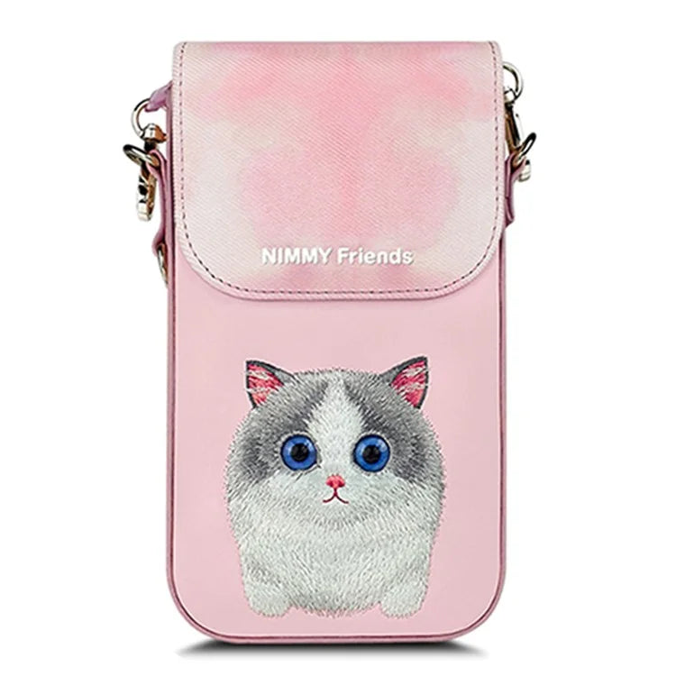 NIMMY Cartoon Animal Pattern Microfiber Leather Crossbody Bag Phone Holder Pouch