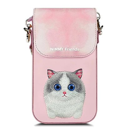 NIMMY Cartoon Animal Pattern Microfiber Leather Crossbody Bag Phone Holder Pouch