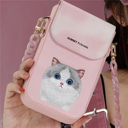 NIMMY Cartoon Animal Pattern Microfiber Leather Crossbody Bag Phone Holder Pouch