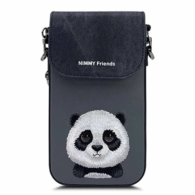 NIMMY Cartoon Animal Pattern Microfiber Leather Crossbody Bag Phone Holder Pouch