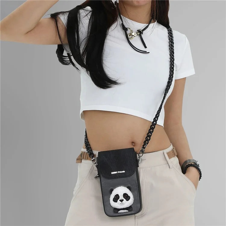 NIMMY Cartoon Animal Pattern Microfiber Leather Crossbody Bag Phone Holder Pouch