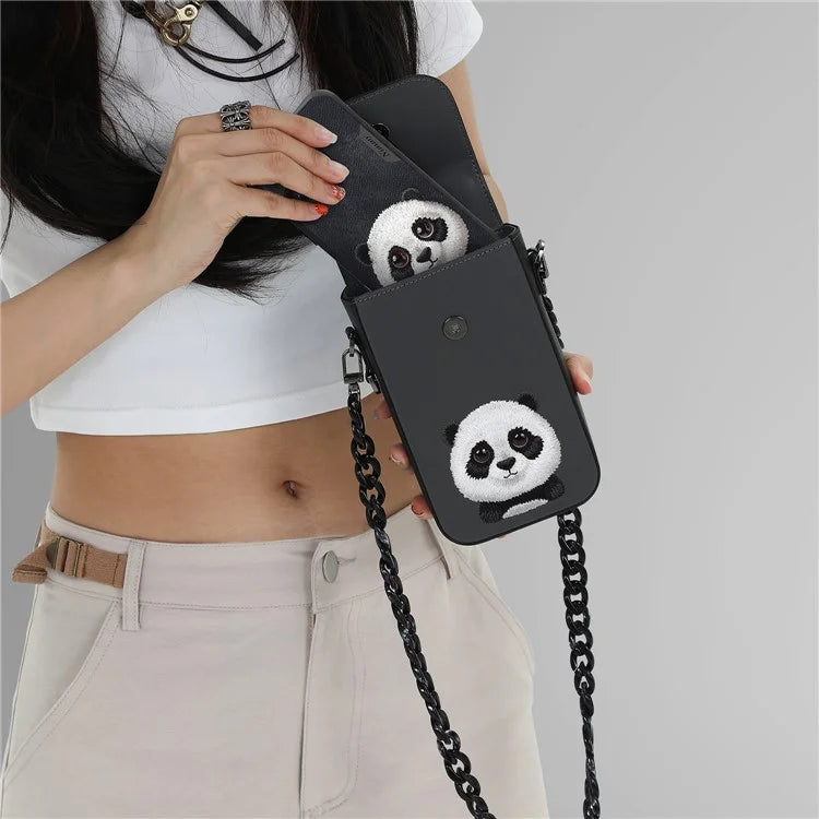 NIMMY Cartoon Animal Pattern Microfiber Leather Crossbody Bag Phone Holder Pouch