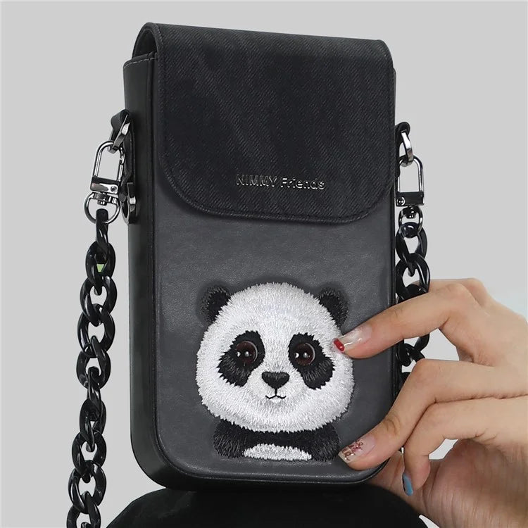 NIMMY Cartoon Animal Pattern Microfiber Leather Crossbody Bag Phone Holder Pouch
