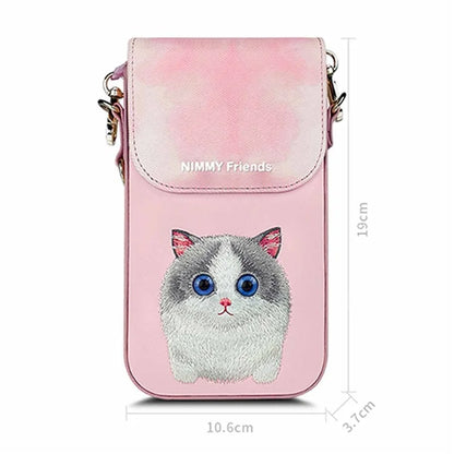 NIMMY Cartoon Animal Pattern Microfiber Leather Crossbody Bag Phone Holder Pouch