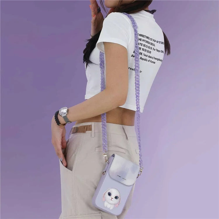 NIMMY Cartoon Animal Pattern Microfiber Leather Crossbody Bag Phone Holder Pouch