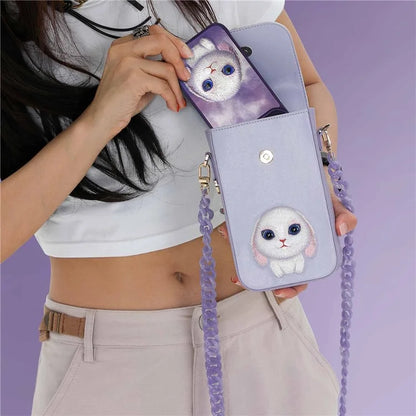 NIMMY Cartoon Animal Pattern Microfiber Leather Crossbody Bag Phone Holder Pouch