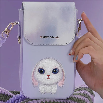 NIMMY Cartoon Animal Pattern Microfiber Leather Crossbody Bag Phone Holder Pouch