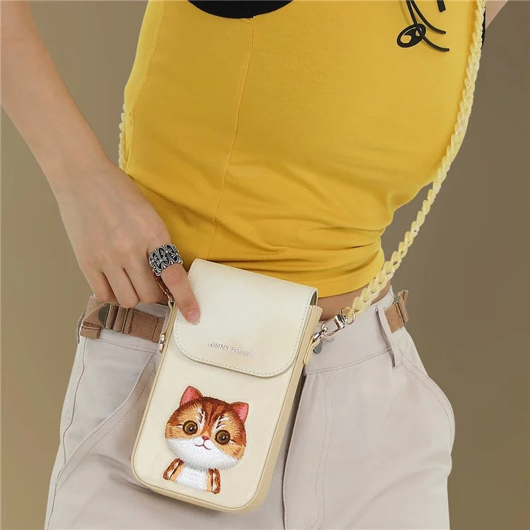 NIMMY Cartoon Animal Pattern Microfiber Leather Crossbody Bag Phone Holder Pouch
