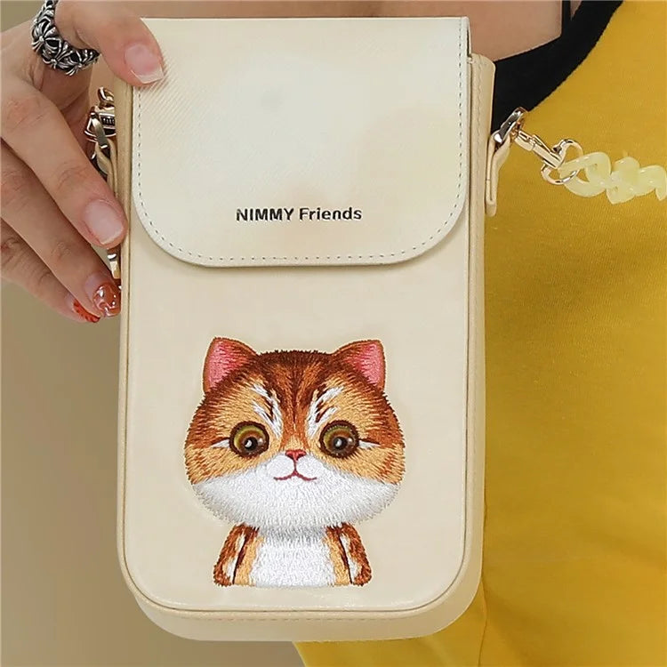 NIMMY Cartoon Animal Pattern Microfiber Leather Crossbody Bag Phone Holder Pouch