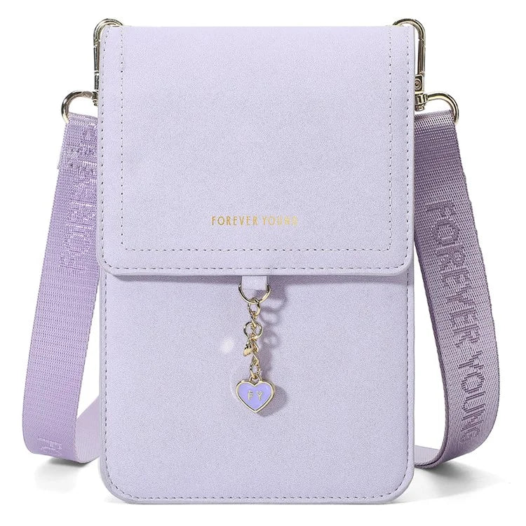 FOREVER YOUNG 8418-003 Crossbody Phone Bag for iPhone 12 / 12 Pro Leather Vertical Shoulder Phone Purse Wallet