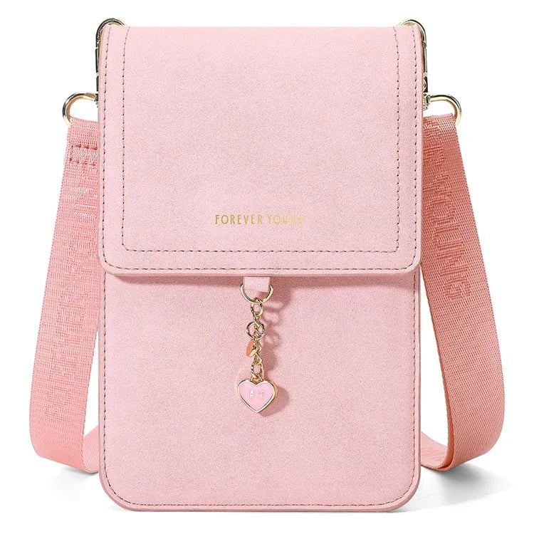FOREVER YOUNG 8418-003 Crossbody Phone Bag for iPhone 12 / 12 Pro Leather Vertical Shoulder Phone Purse Wallet