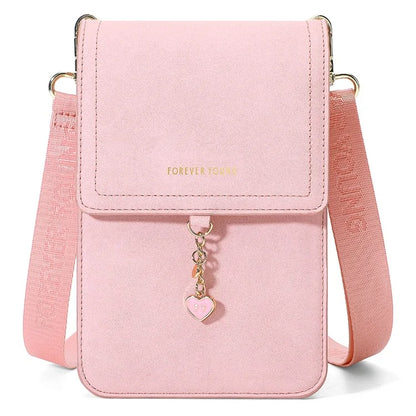 FOREVER YOUNG 8418-003 Crossbody Phone Bag for iPhone 12 / 12 Pro Leather Vertical Shoulder Phone Purse Wallet