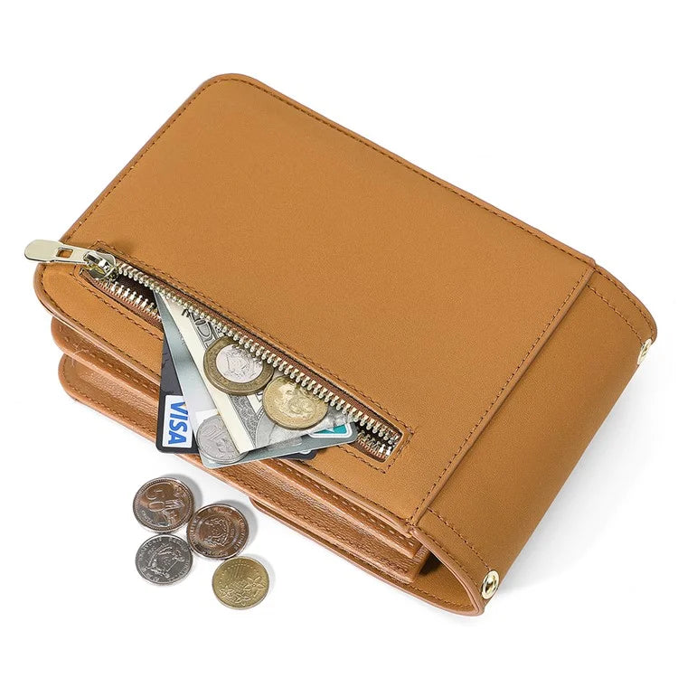 FOREVER YOUNG 8418-003 Crossbody Phone Bag for iPhone 12 / 12 Pro Leather Vertical Shoulder Phone Purse Wallet