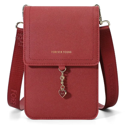 FOREVER YOUNG 8418-003 Crossbody Phone Bag for iPhone 12 / 12 Pro Leather Vertical Shoulder Phone Purse Wallet