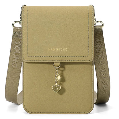 FOREVER YOUNG 8418-003 Crossbody Phone Bag for iPhone 12 / 12 Pro Leather Vertical Shoulder Phone Purse Wallet