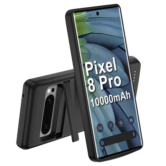 TY-106 For Google Pixel 8 Pro 10000mAh Extended Battery Phone Kickstand Back Cover Soft Edge Charging Case