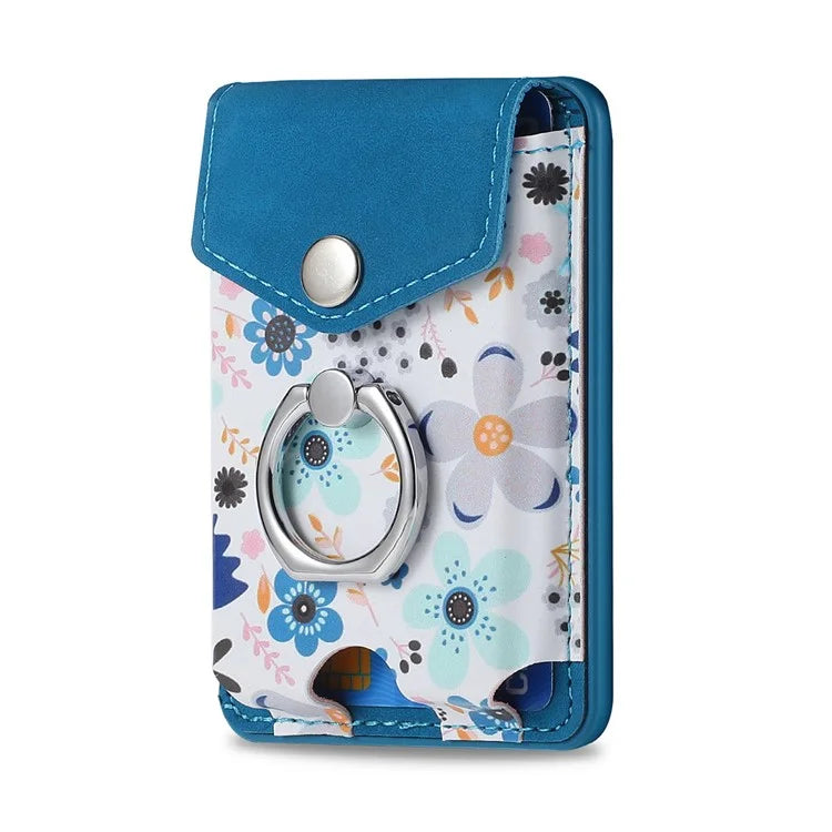 CASENEO MC-W3 Magnetic Card Holder Compatible with MagSafe Pattern Leather Card Pocket Ring Holder