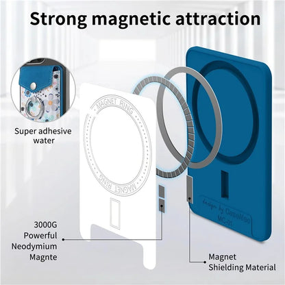 CASENEO MC-W3 Magnetic Card Holder Compatible with MagSafe Pattern Leather Card Pocket Ring Holder