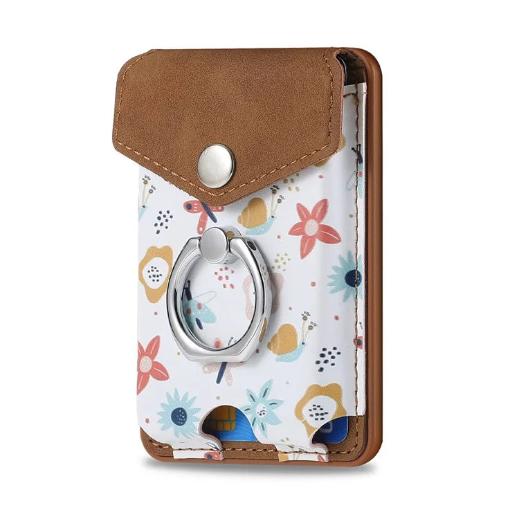 CASENEO MC-W3 Magnetic Card Holder Compatible with MagSafe Pattern Leather Card Pocket Ring Holder