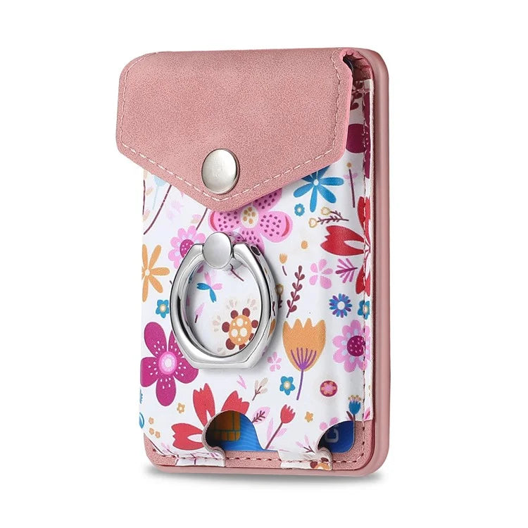 CASENEO MC-W3 Magnetic Card Holder Compatible with MagSafe Pattern Leather Card Pocket Ring Holder
