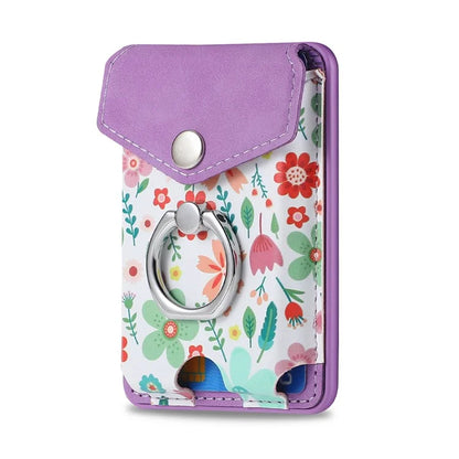 CASENEO MC-W3 Magnetic Card Holder Compatible with MagSafe Pattern Leather Card Pocket Ring Holder