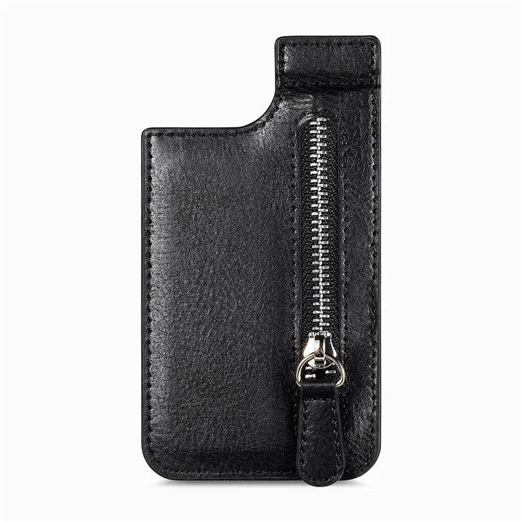 KB-29 Retro Card Holder Leather Multifunctional Adhesive Phone Wallet Sleeve Kickstand with Zipper