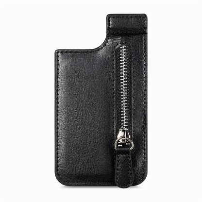 KB-29 Retro Card Holder Leather Multifunctional Adhesive Phone Wallet Sleeve Kickstand with Zipper