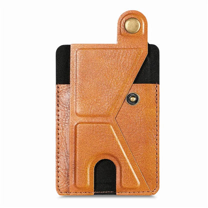 KB-27 Stick-On Card Holder Foldable Kickstand Retro Leather Card Bag