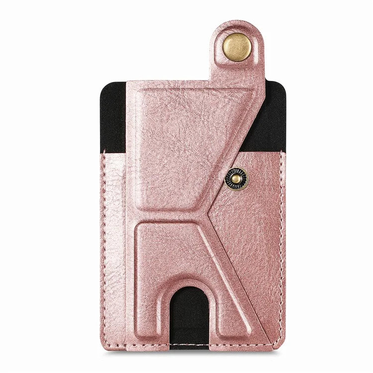 KB-27 Stick-On Card Holder Foldable Kickstand Retro Leather Card Bag