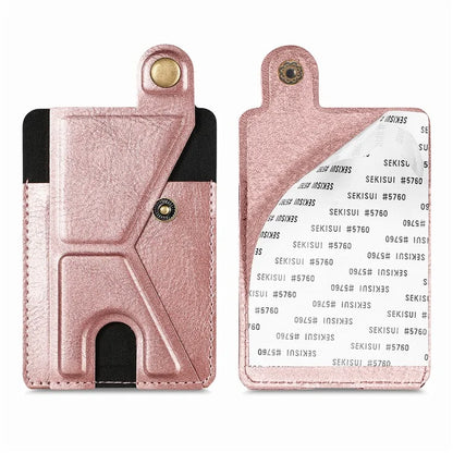 KB-27 Stick-On Card Holder Foldable Kickstand Retro Leather Card Bag