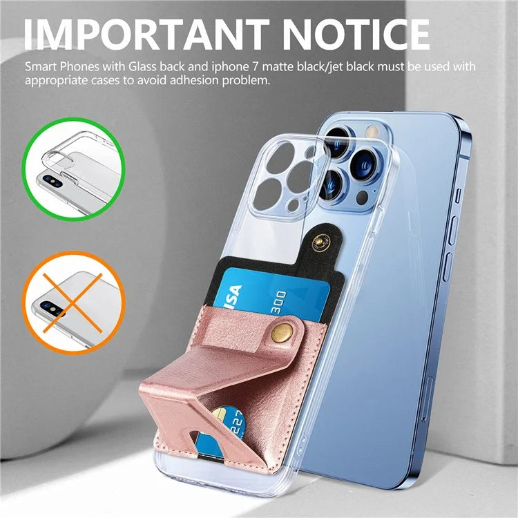 KB-27 Stick-On Card Holder Foldable Kickstand Retro Leather Card Bag