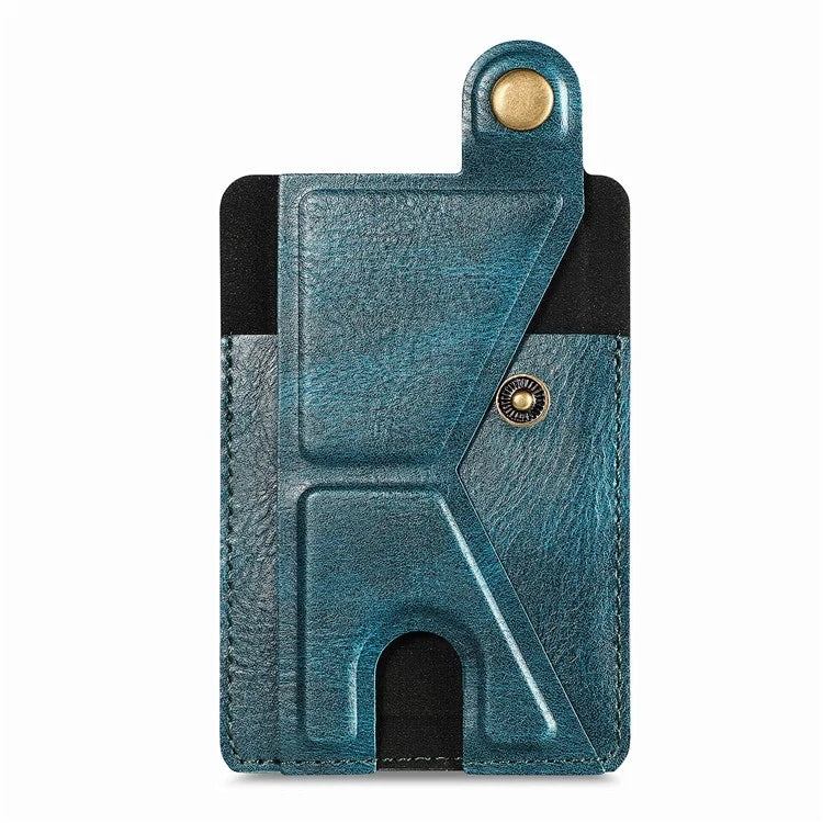 KB-27 Stick-On Card Holder Foldable Kickstand Retro Leather Card Bag