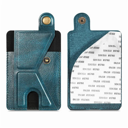 KB-27 Stick-On Card Holder Foldable Kickstand Retro Leather Card Bag