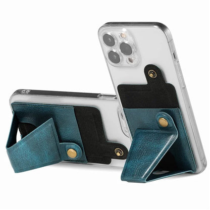 KB-27 Stick-On Card Holder Foldable Kickstand Retro Leather Card Bag