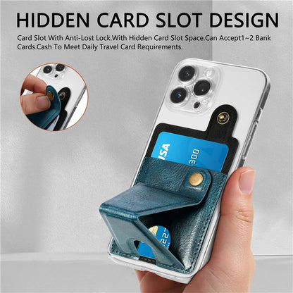 KB-27 Stick-On Card Holder Foldable Kickstand Retro Leather Card Bag
