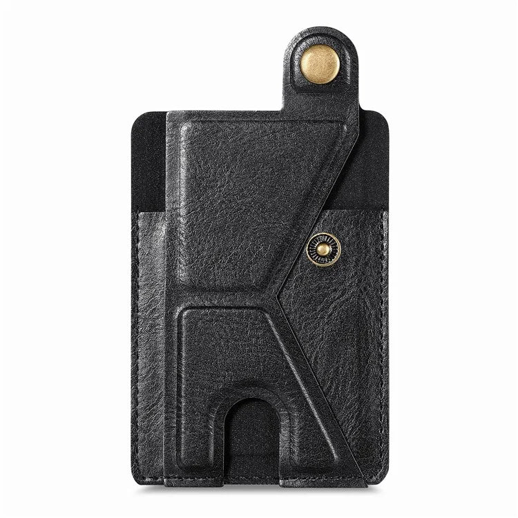 KB-27 Stick-On Card Holder Foldable Kickstand Retro Leather Card Bag