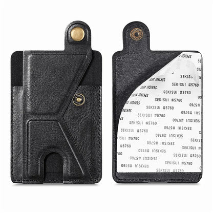 KB-27 Stick-On Card Holder Foldable Kickstand Retro Leather Card Bag