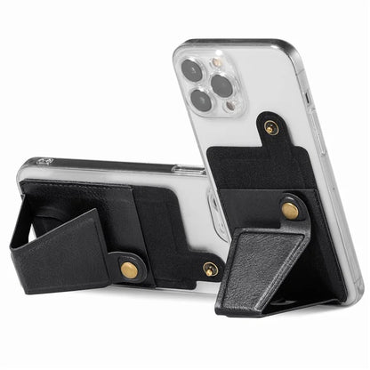 KB-27 Stick-On Card Holder Foldable Kickstand Retro Leather Card Bag
