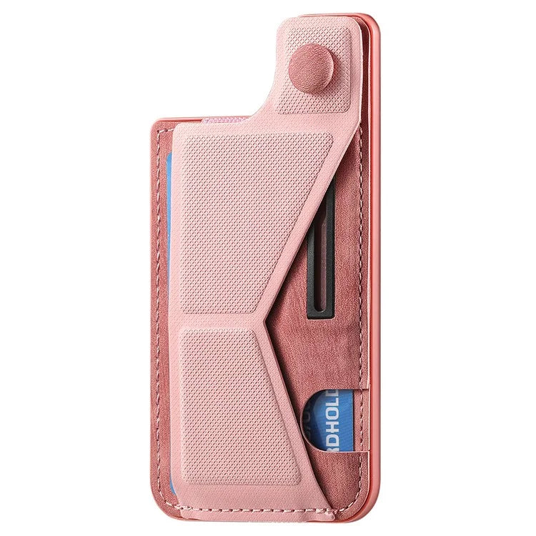 KB-45 Stick-On Card Holder K-Shaped Slide Kickstand Leather Card Bag Cross Texture